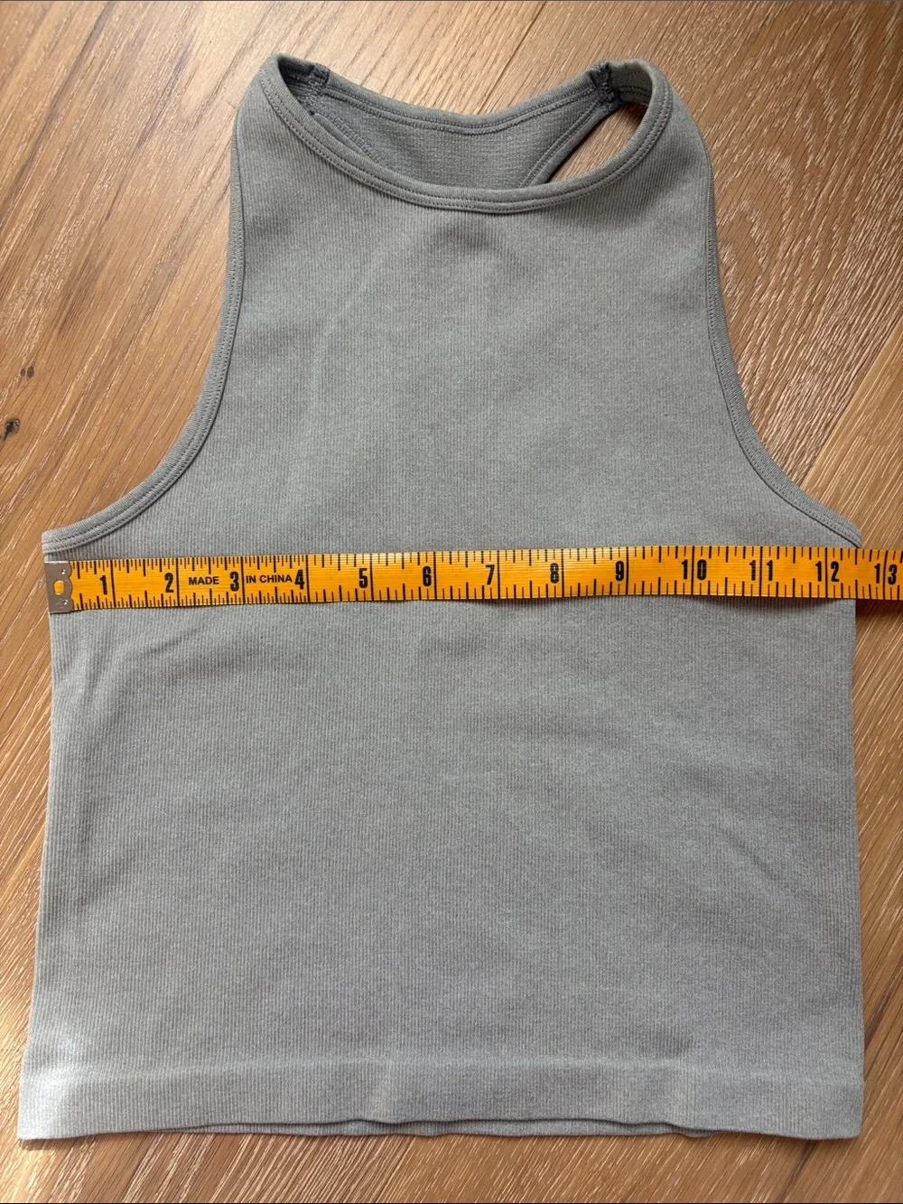 Free People Ribbed High Neck Tank Top Grey Yoga Pilates Cropped Stretch